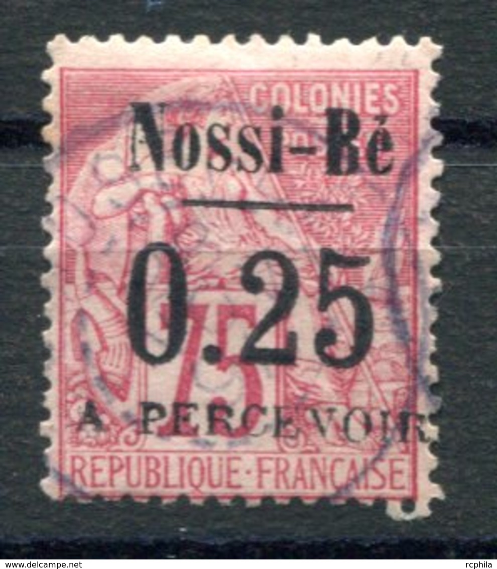 RC 17649 NOSSI-BÉ COTE 700€ TAXE N° 17 ALPHÉ DUBOIS SURCHARGÉ TIRAGE 500ex OBLITÉRÉ - Usados