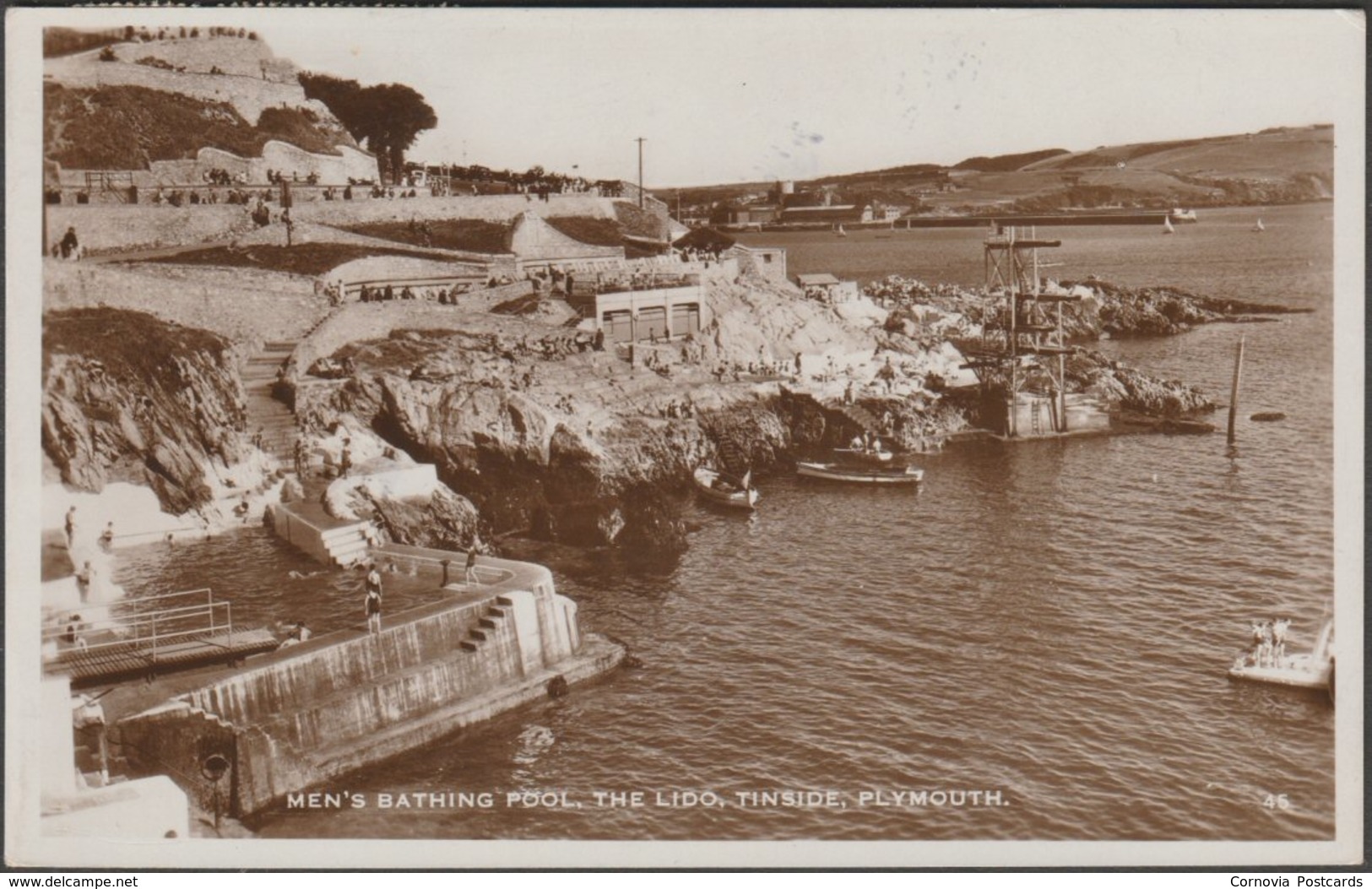 Men's Bathing Pool, The Lido, Tinside, Plymouth, Devon, 1935 - Excel Series RP Postcard - Plymouth