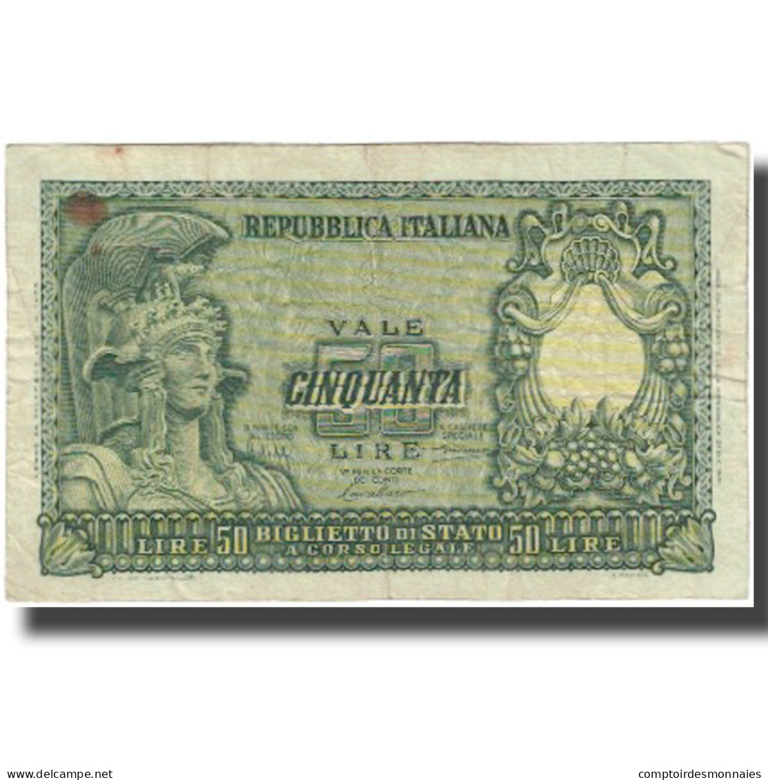 Billet, Italie, 50 Lire, Undated (1951), KM:91a, TTB - 50 Lire