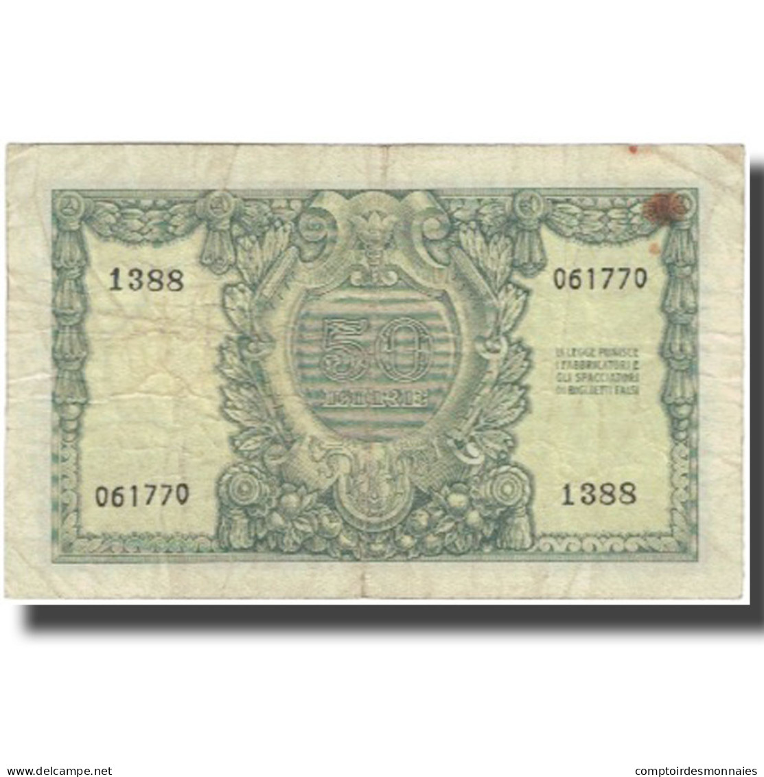 Billet, Italie, 50 Lire, Undated (1951), KM:91a, TTB - 50 Lire
