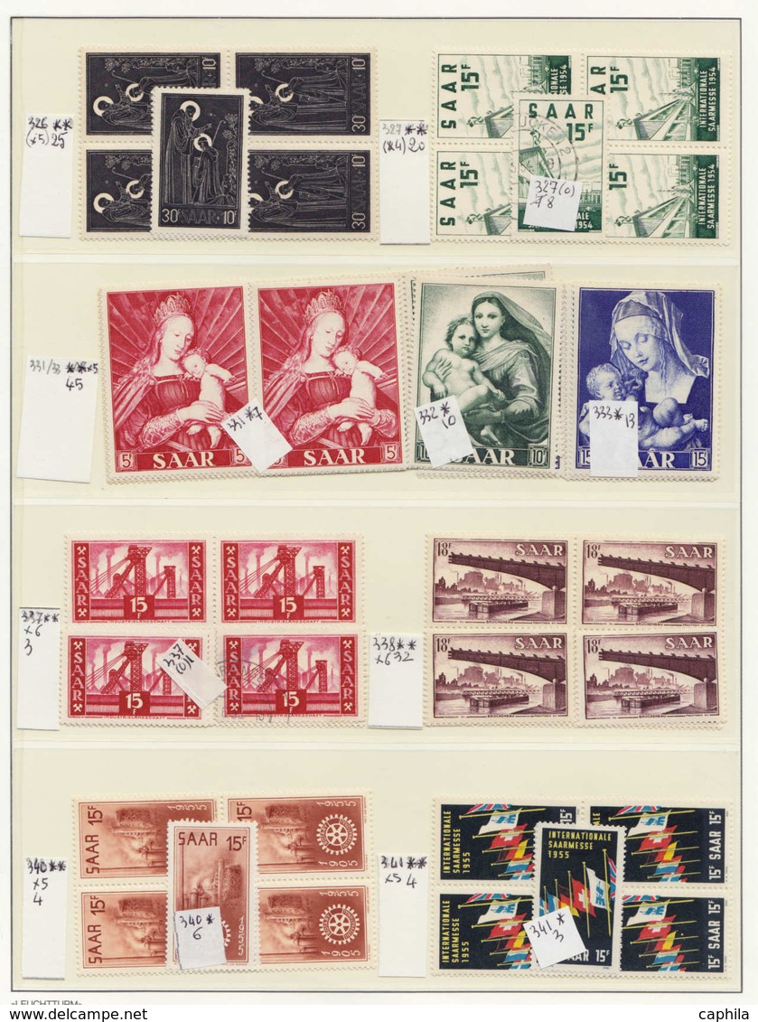 SARRE - Lots & Collections - Sarre + Memel + Zone Française, petite collection en un album Leuchtturm, nombreuses séries