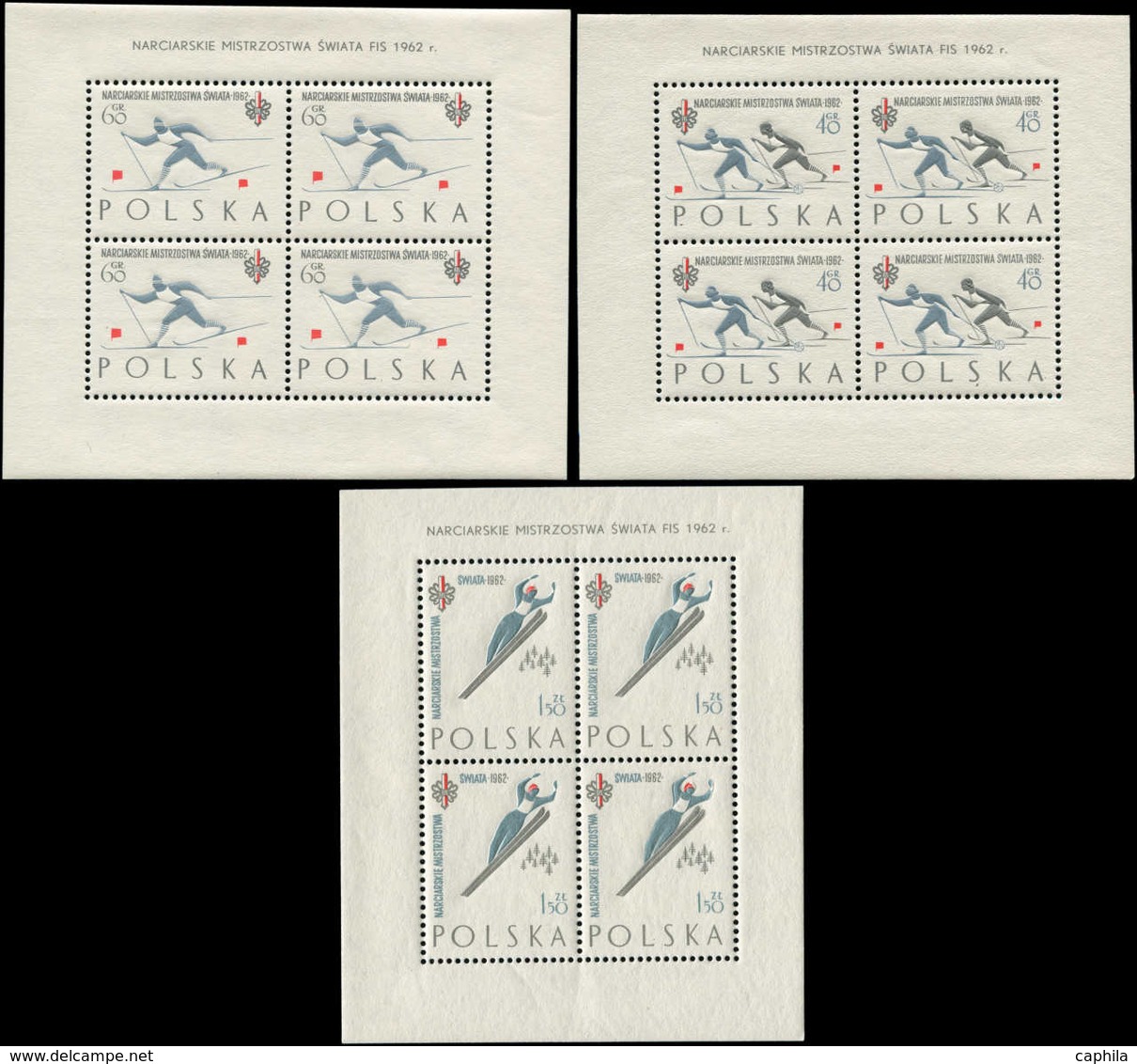 ** POLOGNE - Blocs Feuillets - 28/30, Blocs De 4: FIS Zakopare 1962 - Autres & Non Classés