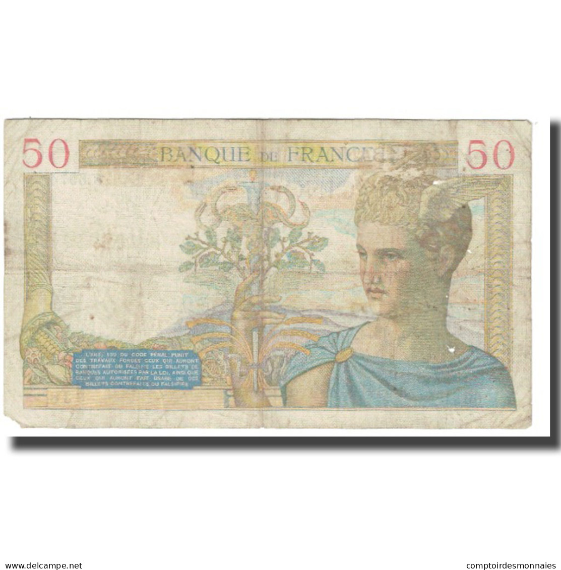 France, 50 Francs, Cérès, 1937, P. Rousseau And R. Favre-Gilly, 1937-09-09 - 50 F 1934-1940 ''Cérès''