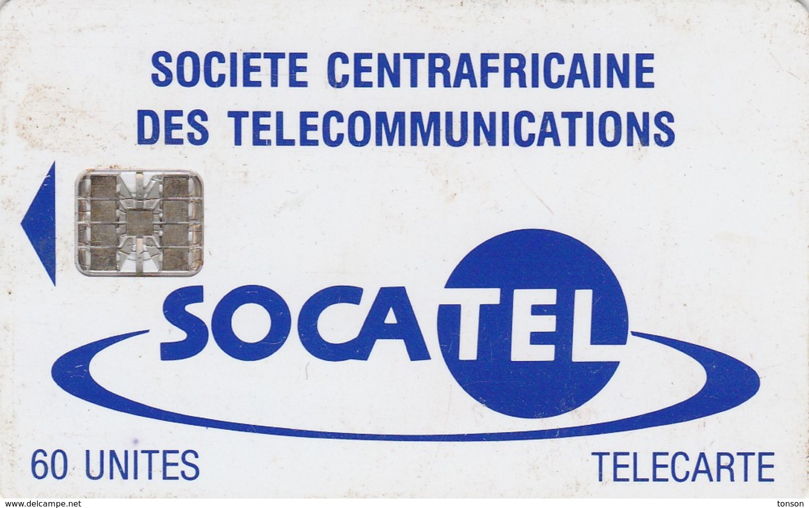 Central African Republic, CF-SOC-0017, Logo - Blue (Tarifs On Reverse), 2 Scans.   CN In Red, Top Left - Centrafricaine (République)