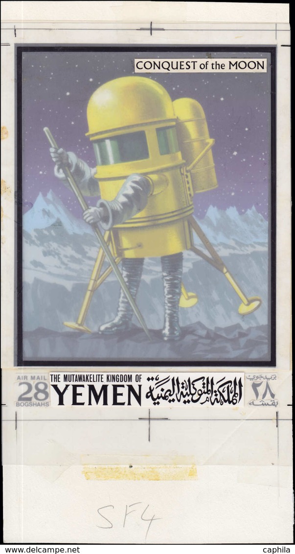 MAQ Astronautique - Epreuves d'Artiste - Yémen Royaume, Michel 741/750, série complète des 10 dessins originaux (135x190