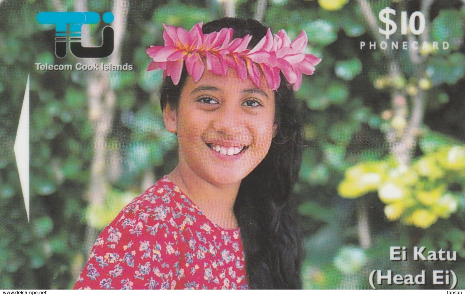 Cook Islands, COK3, $10, Ei Katu- Tipani, Woman, 2 Scans. - Cook-Inseln