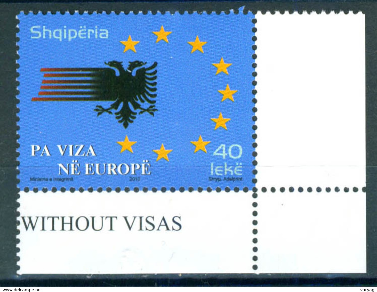 Albania 2010 No Visa Europe 1v MNH - Albania