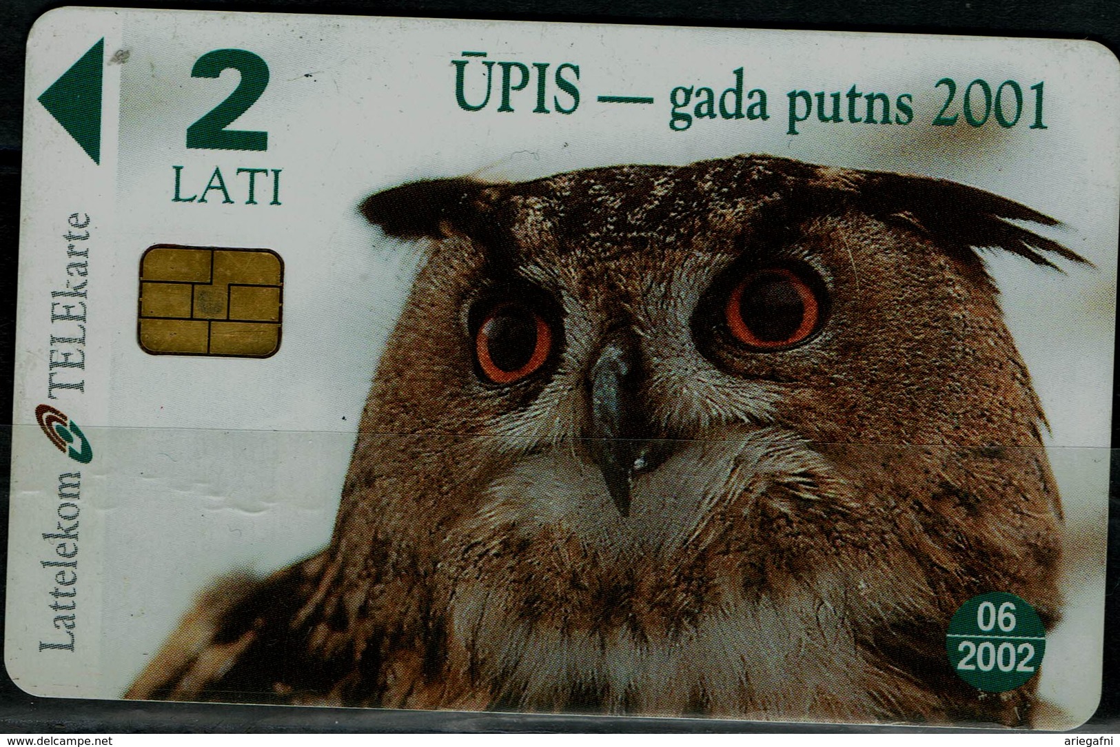 LATVIA  2001 PHONECARD OWLS USED VF!! - Owls
