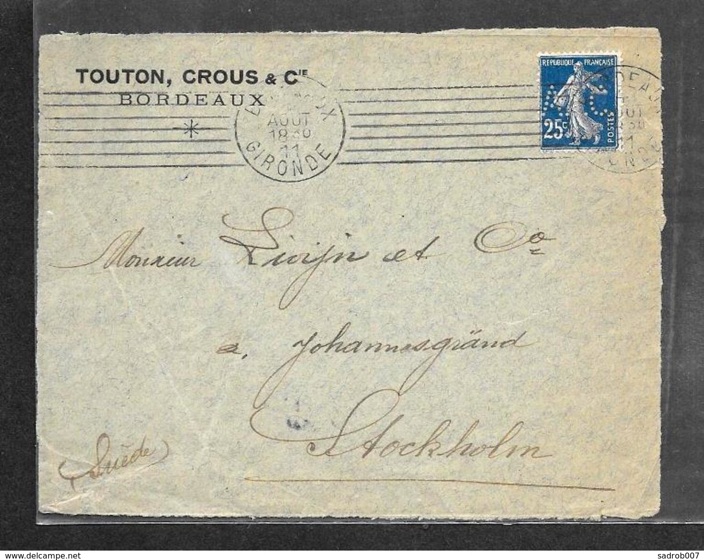 @ Devant De Lettre N° 140 Perfore A.T.C. TOUTON,CROUS & CO  RARE - Autres & Non Classés