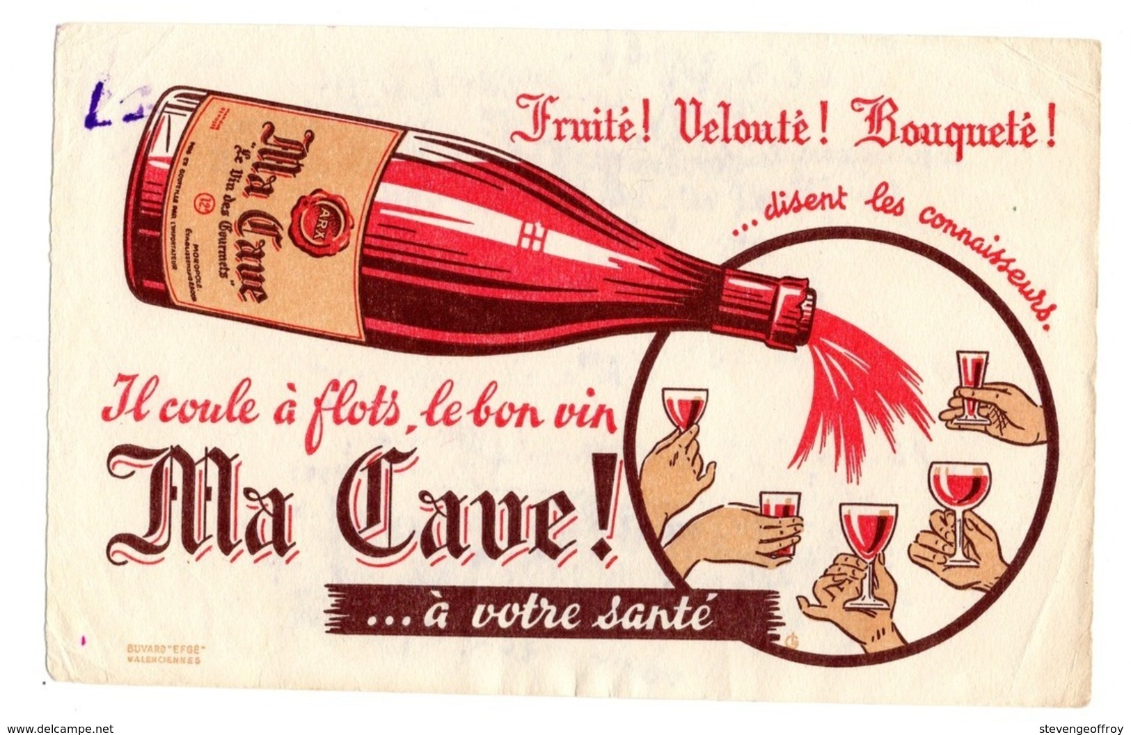 Buvard Vin Fruité Velouté Bouqueté Ma Cave Santé Alcool Arx Bouteille Verre - Liqueur & Bière