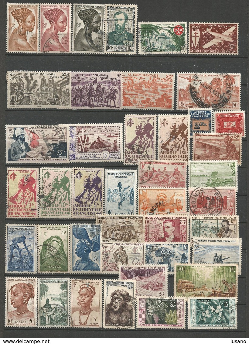 Anciennes Colonies Françaises + DOM-TOM : Petite Collection De Timbres Neufs (* Ou **) Et Oblitérés - Qq 2ème Choix - Collections (sans Albums)