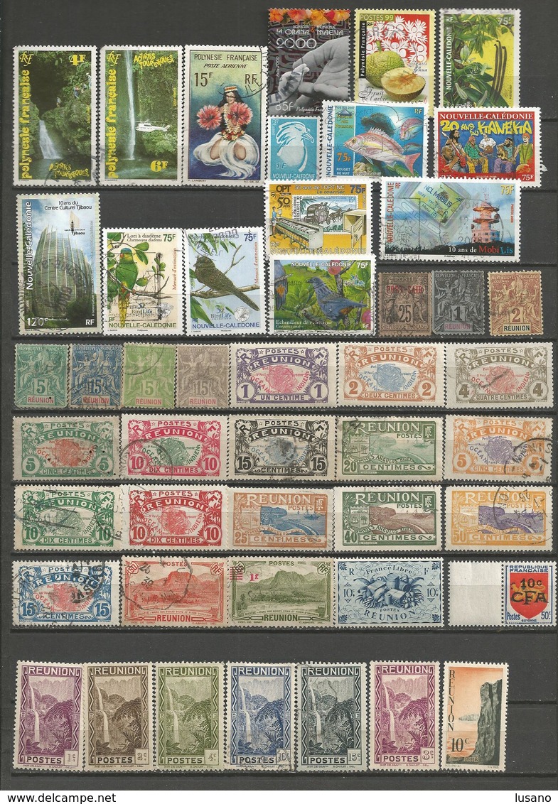 Anciennes Colonies Françaises + DOM-TOM : Petite Collection De Timbres Neufs (* Ou **) Et Oblitérés - Qq 2ème Choix - Collections (sans Albums)