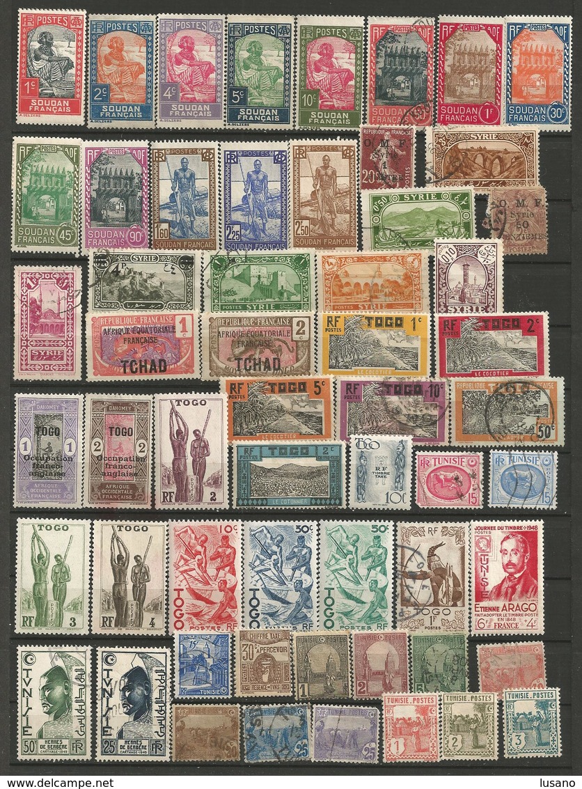 Anciennes colonies françaises + DOM-TOM : petite collection de timbres neufs (* ou **) et oblitérés - qq 2ème choix