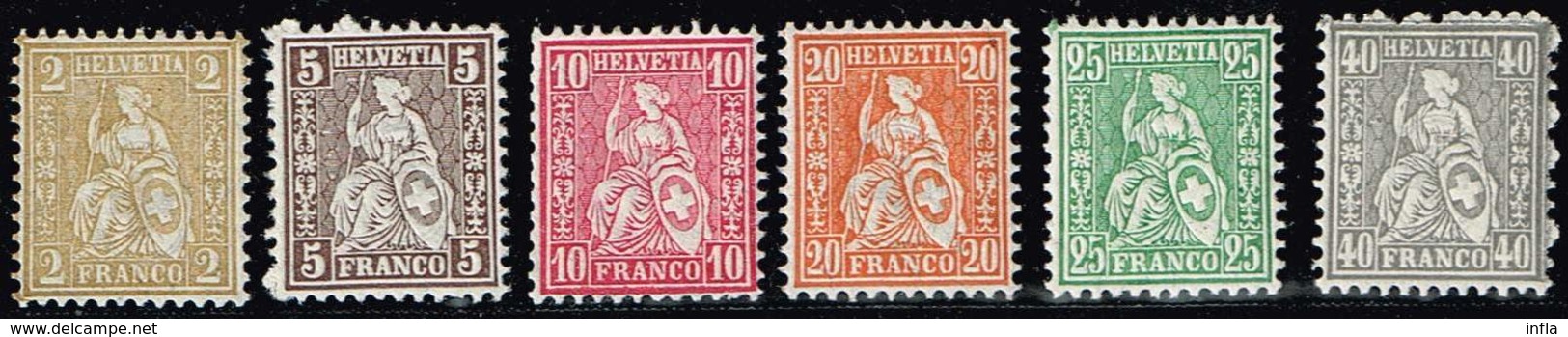 Schweiz 1881, Michel # 36 - 38, 40 - 42 ** - Nuevos