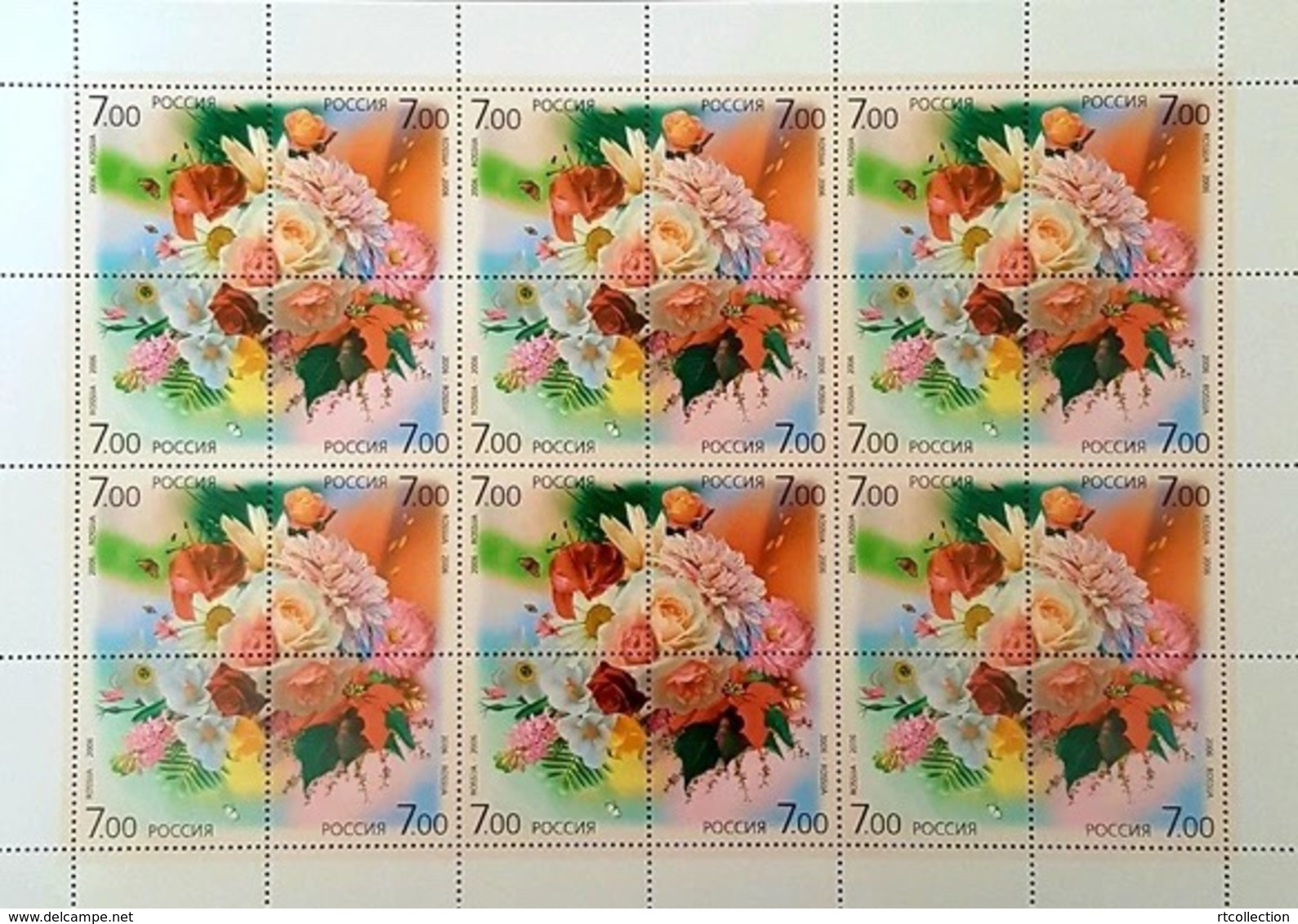 Russia 2006 Sheet Flowers Spring Summer Autumn Winter Flora Flower Plant Nature Rose Stamps MNH SC 6976 Folded - Ganze Bögen