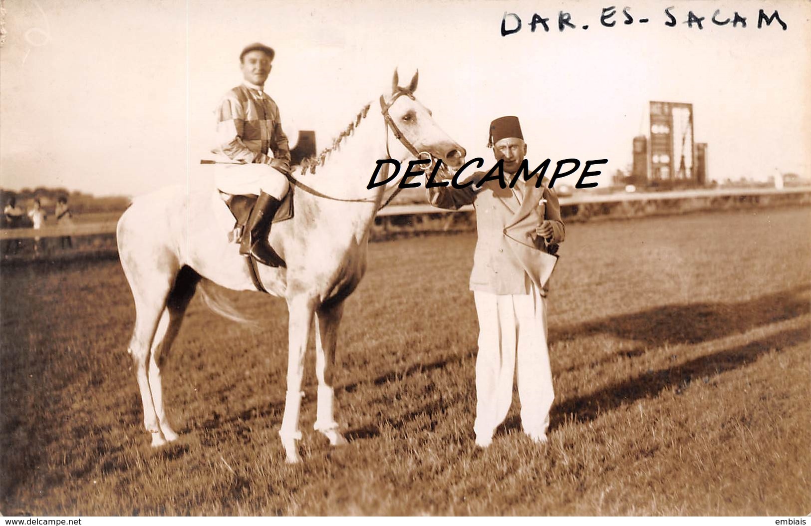 EGYPTE- ALEXANDRIE-Champ De Courses Propriétaire Cheval "dar.es.sacam" Et Son Jockey.Carte Photo Zachary's Press Agency - Horse Show