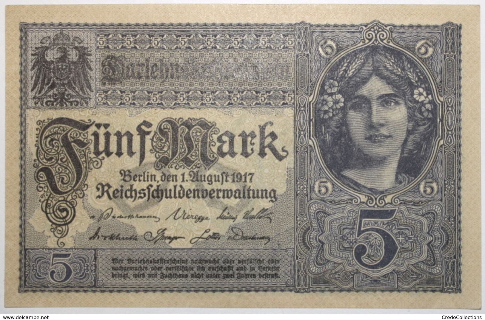 Allemagne - 5 Mark - 1917 - PICK 56b.1 - SPL - 5 Mark