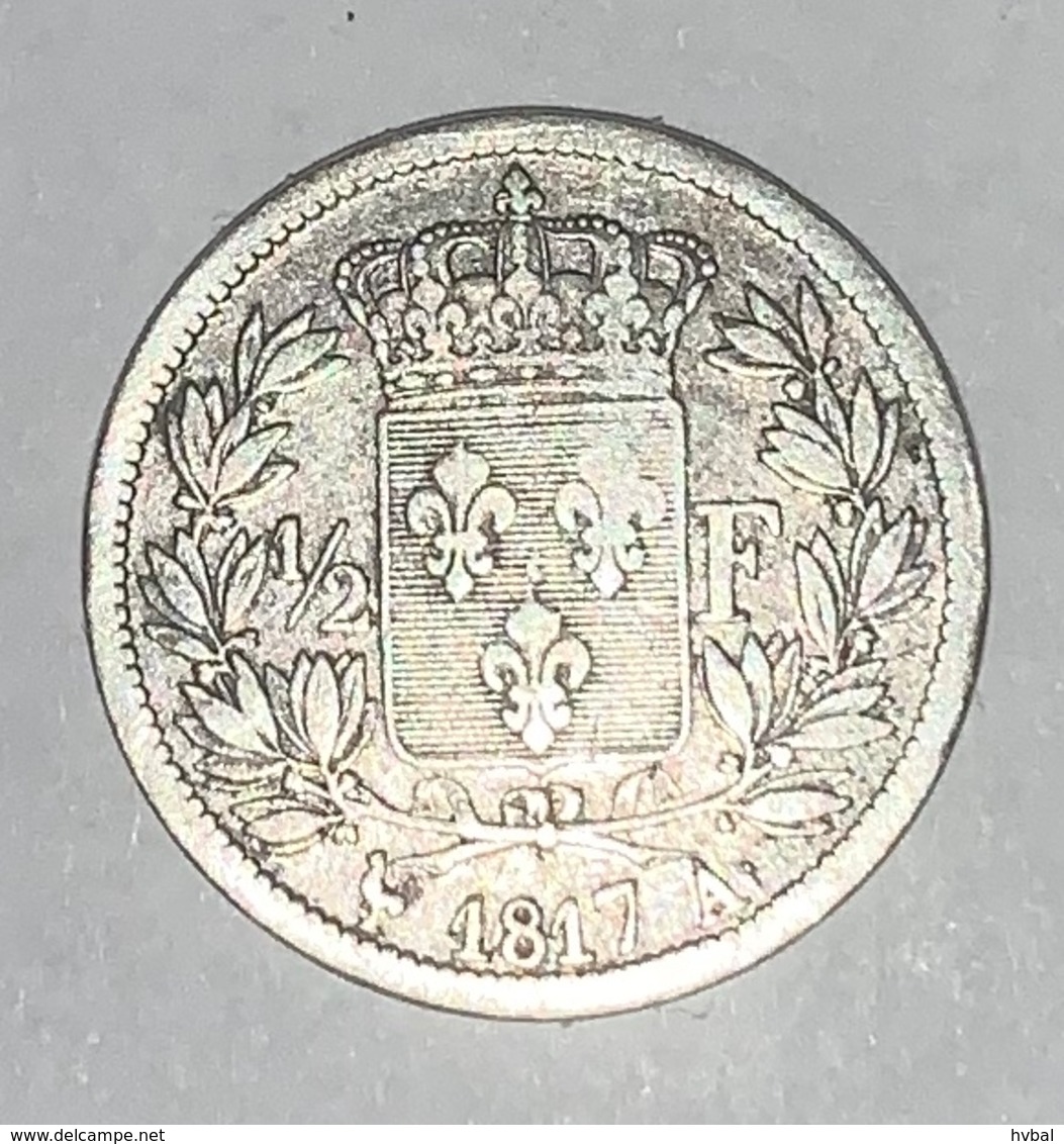 1/2 FRANC ARGENT LOUIS XVIII 1817 A Paris - Autres & Non Classés