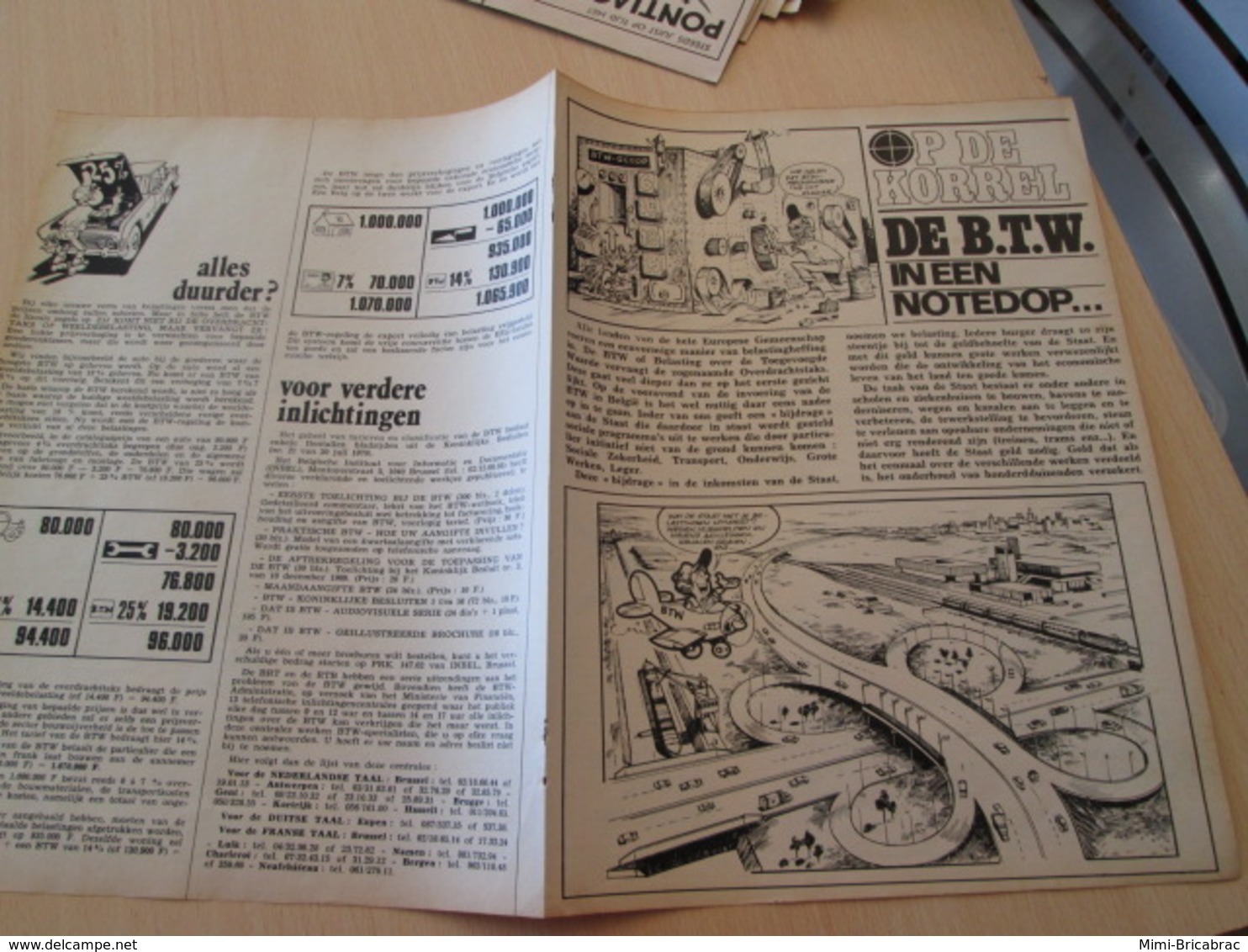 SPITIN20 Page De Revue Des Années 60/70 : LA TVA EN NEERLANDAIS  DE B.T.V. Expliquée Aux Enfants Dans Spirou - Sachbücher