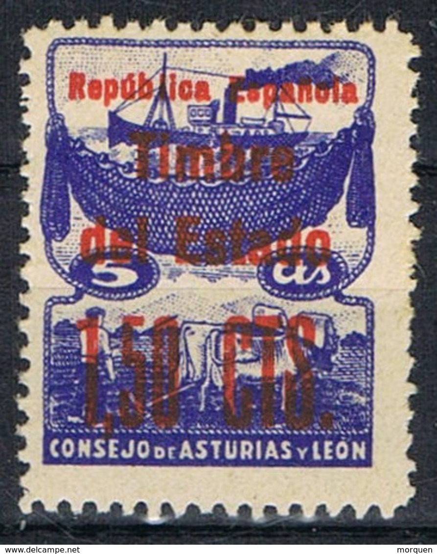 Sello ASTURIAS Y LEON, 1,50 Pts Sobre 5 Cts, No Expedido 1937, Num NE 4 ** - Asturies & Leon