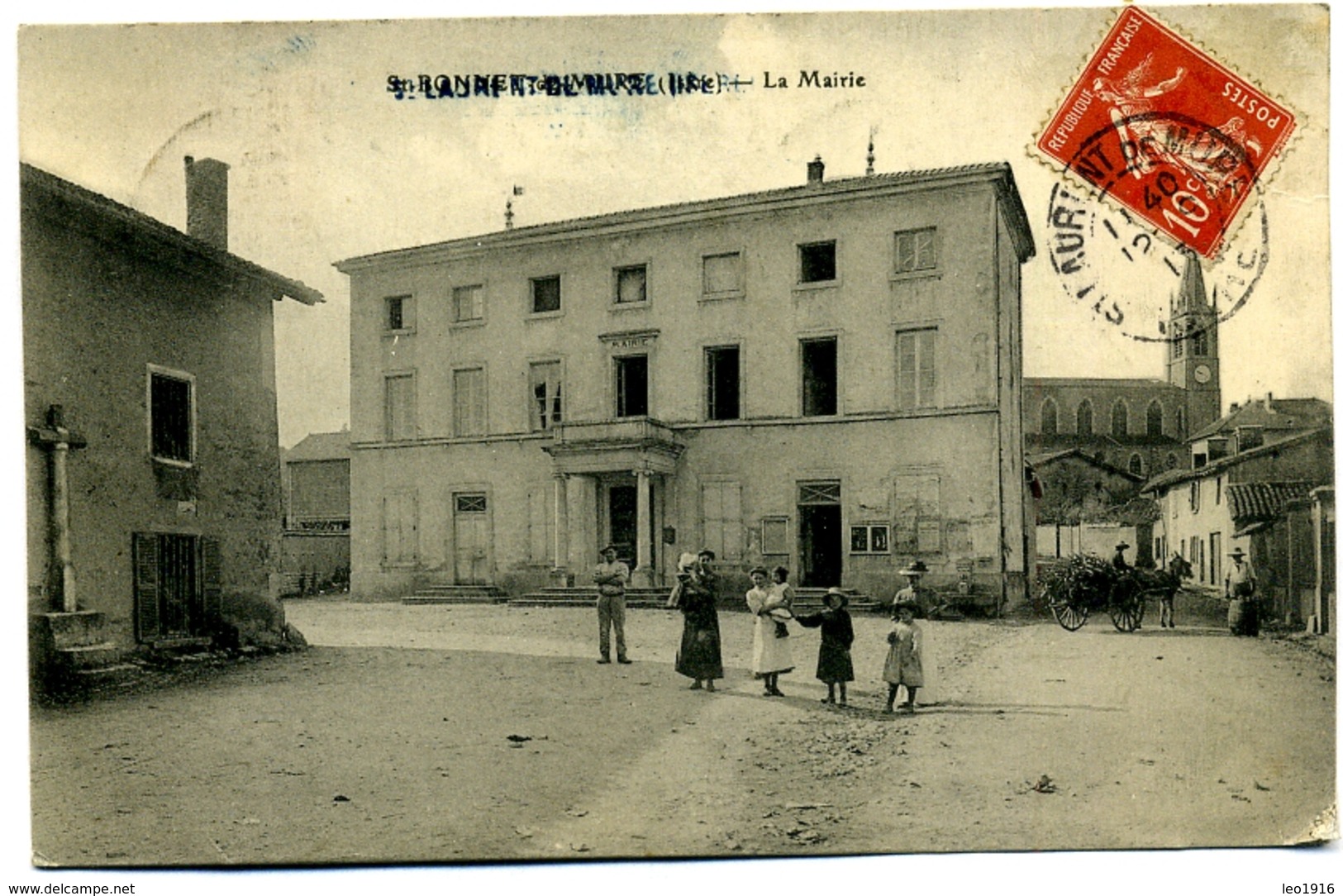 CPA 69 Rhône Saint-Laurent-de-Mure (en Surcharge De St Bonnet De Mure) En Isère En 1913 / Mairie, église, Carriole - Autres & Non Classés