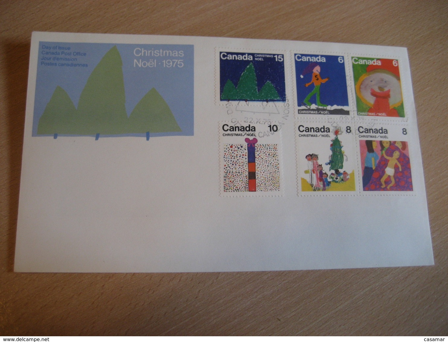 OTTAWA 1975 Yvert 584/9 Christmas Noel FDC Cancel Cover CANADA - 1971-1980