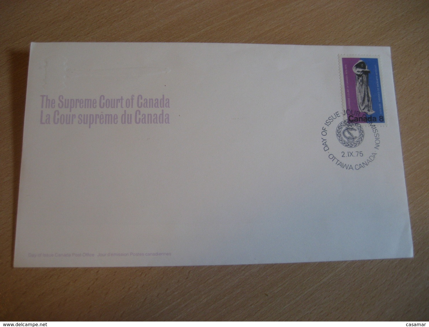 OTTAWA 1975 Yvert 579 The Supreme Court Cour Supreme FDC Cancel Cover CANADA - 1971-1980