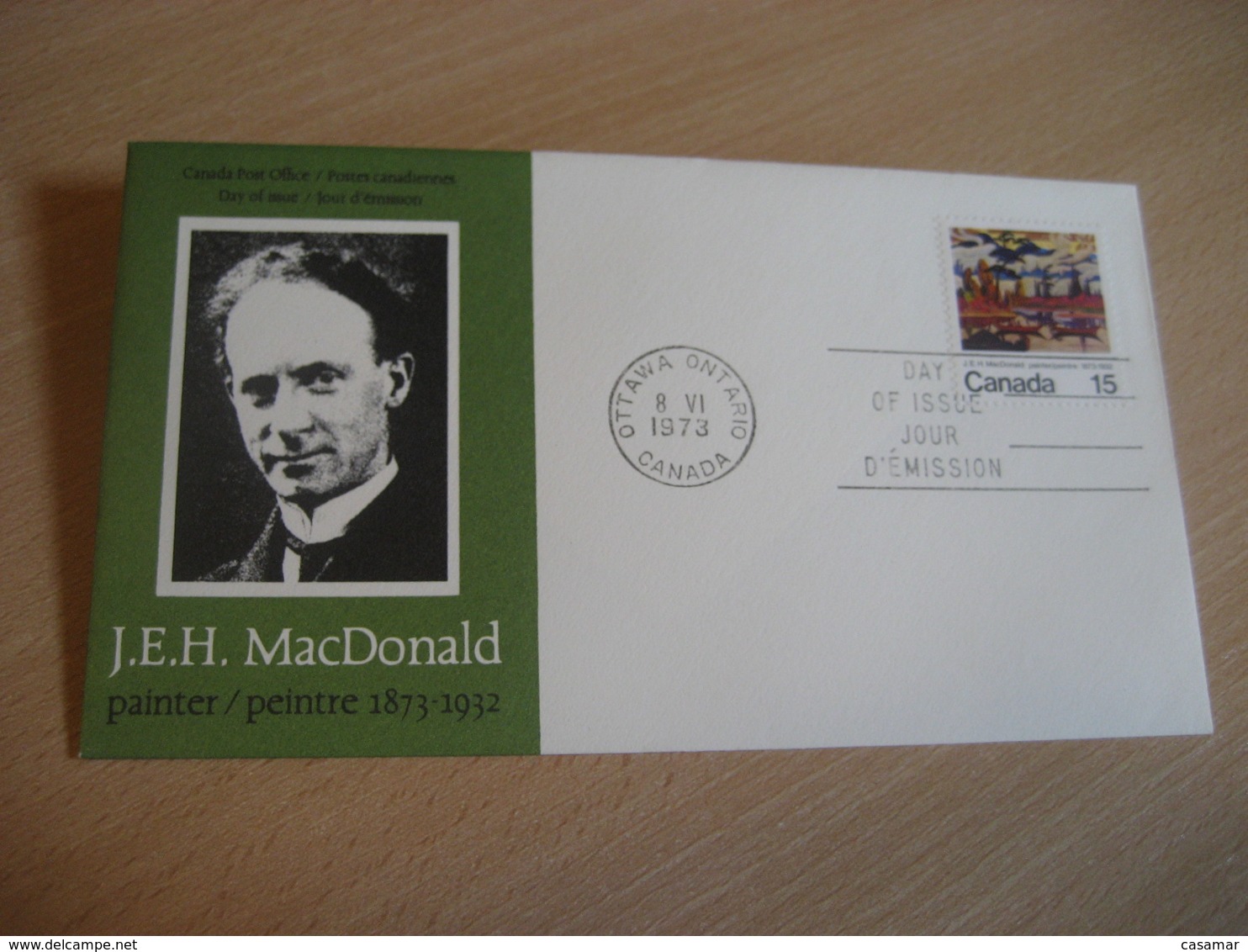 OTTAWA 1973 Yvert 500 J.E.H. MacDonald Painter Group Of 7 Painting FDC Cancel Cover CANADA - 1971-1980