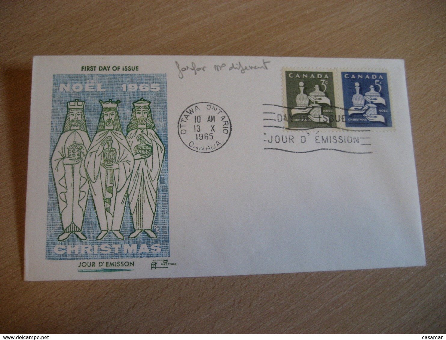 OTTAWA 1965 Yvert 367a/8a PHOSPHOR Christmas Noel The Magi FDC Cancel Cover CANADA - 1961-1970