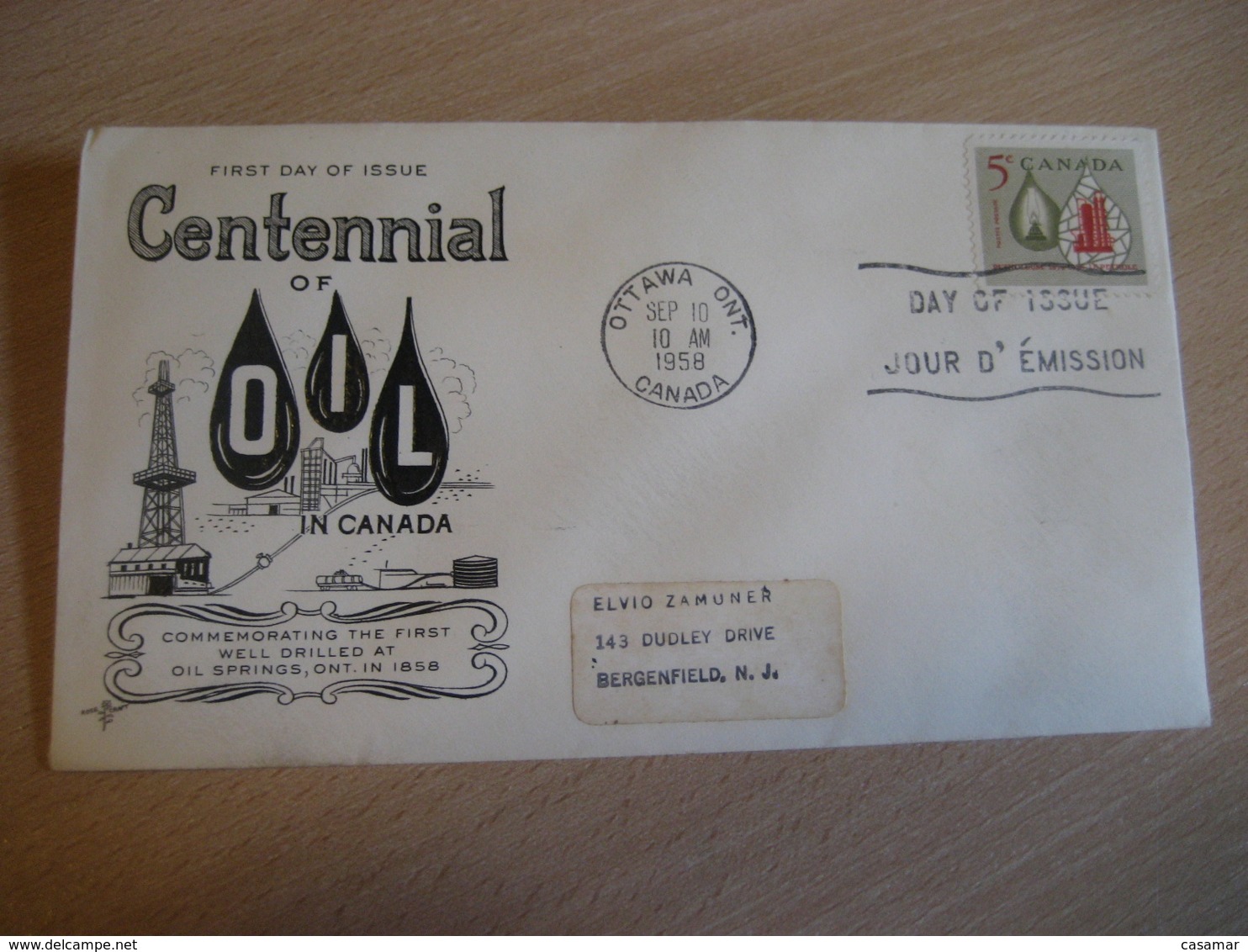 OTTAWA 1958 Yvert 308 Oil Petroleum Gas Geology FDC Cancel Cover CANADA - 1952-1960