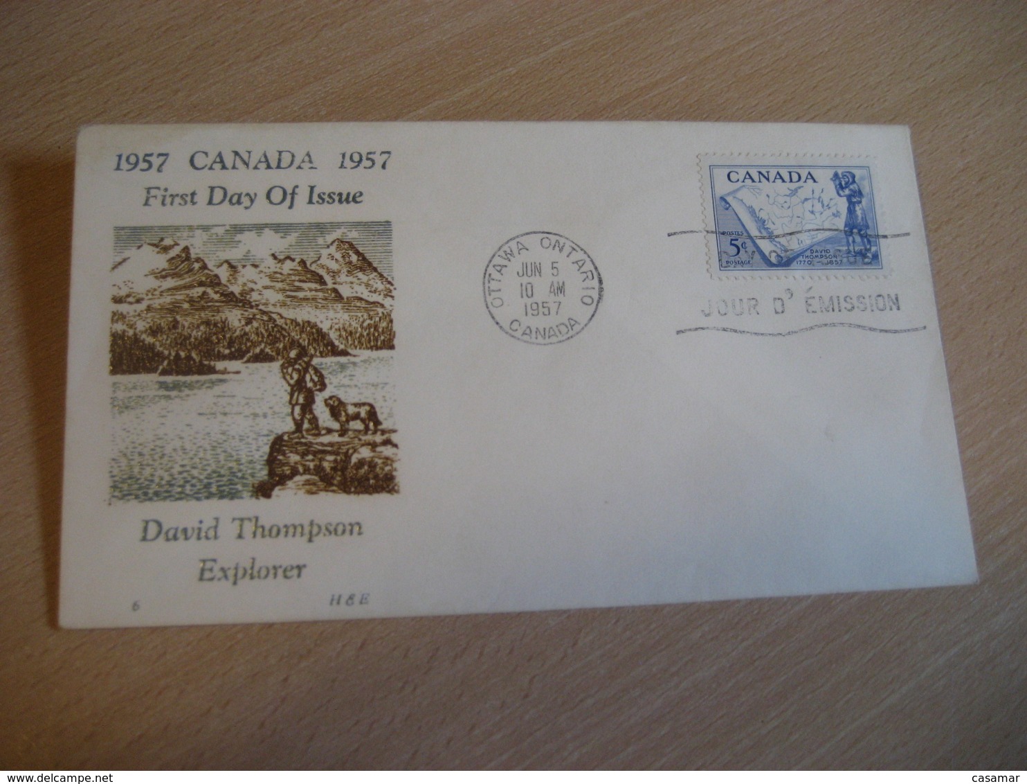 OTTAWA 1957 Yvert 297 David Thompson Geography Explorer Map Mapping Border FDC Cancel Cover CANADA - 1952-1960