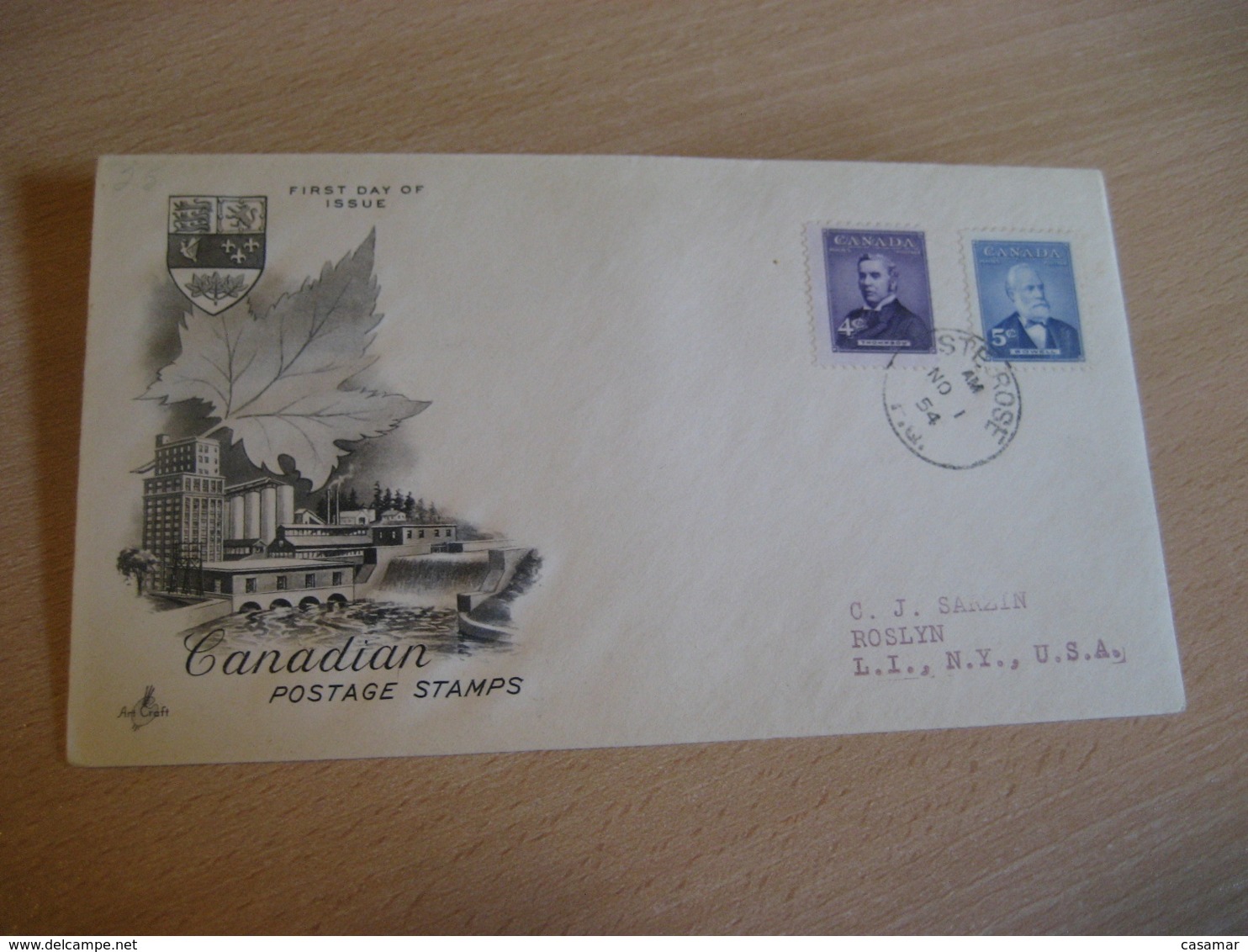 STE ROSE Sainte Rose 1954 Yvert 276/7 Bowell Thompson Prime Ministers Politician FDC Cancel Cover CANADA - 1952-1960