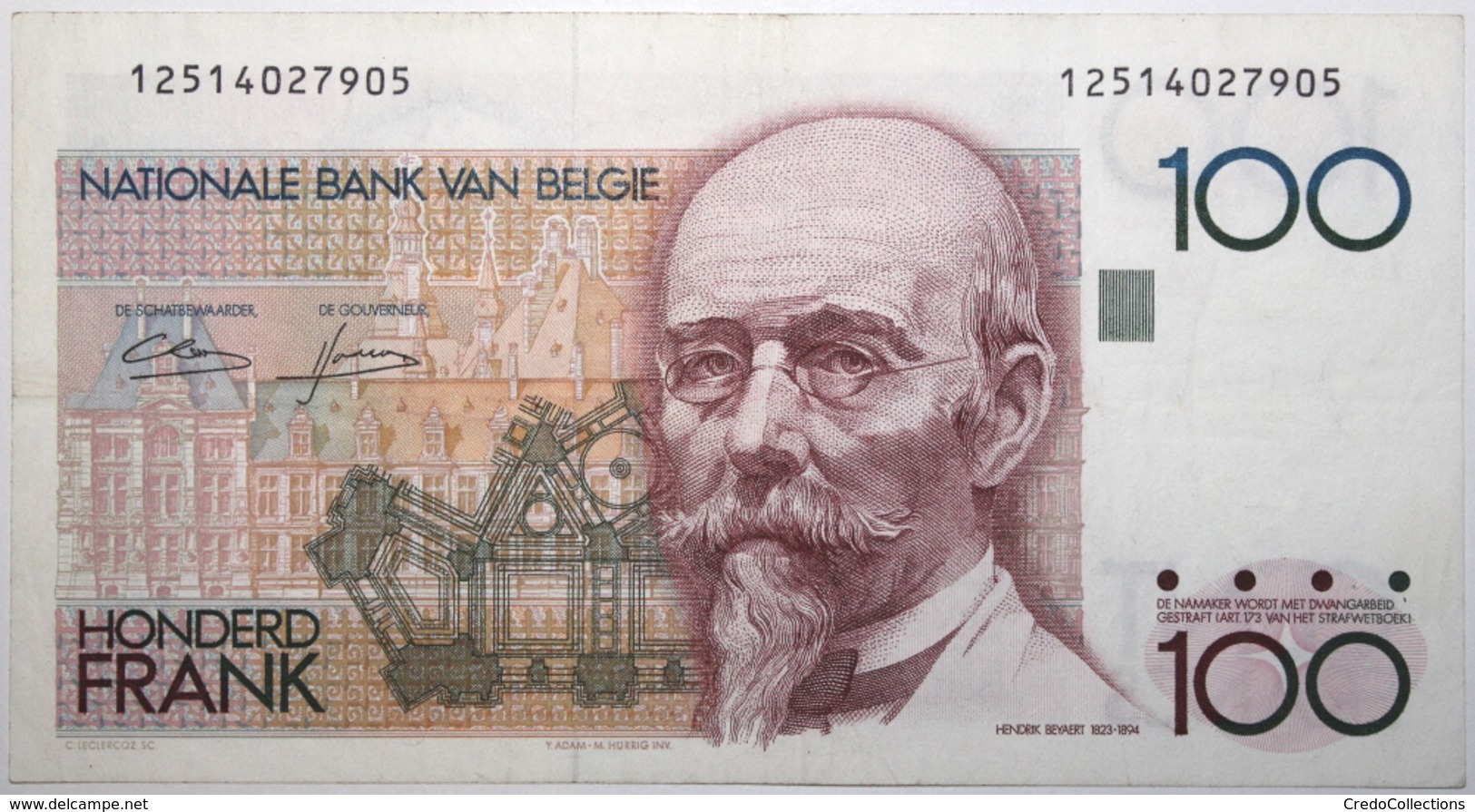 Belgique - 100 Francs - 1982 - PICK 142a.4 - TTB+ - 100 Francs