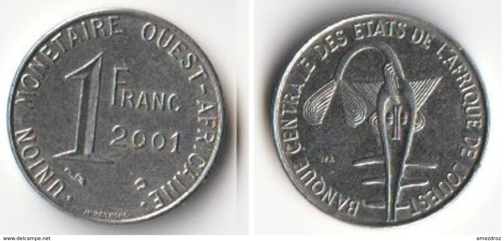 Pièce 1 Franc CFA 2001 Afrique De L'Ouest Origine Cote D'Ivoire - Ivory Coast