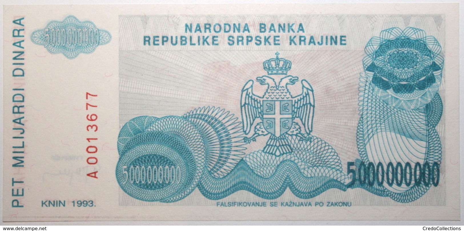 Croatie - 5000000000 Dinara - 1993 - PICK R27a - NEUF - Croazia