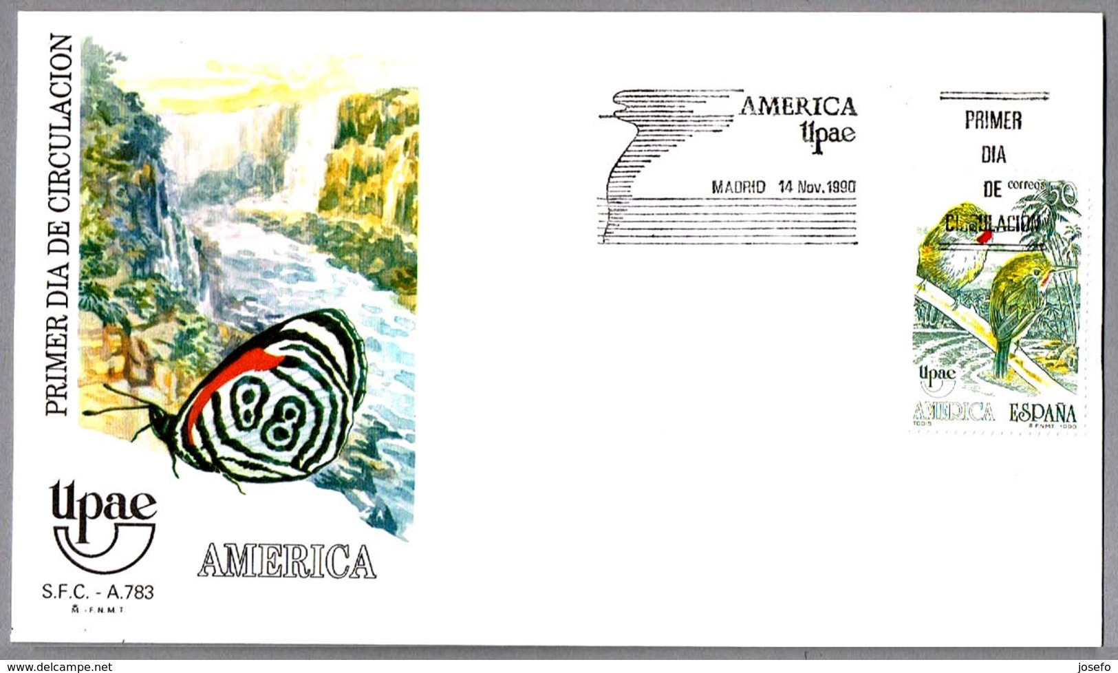 America UPAE - AVE TODIS - TODUS. FDC Madrid 1990 - Mechanical Postmarks (Advertisement)