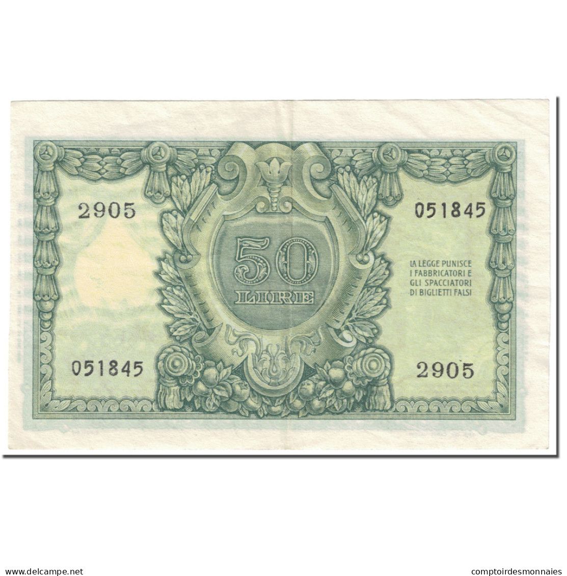 Billet, Italie, 50 Lire, 1951, 1951-12-31, KM:91a, TTB - 50 Lire