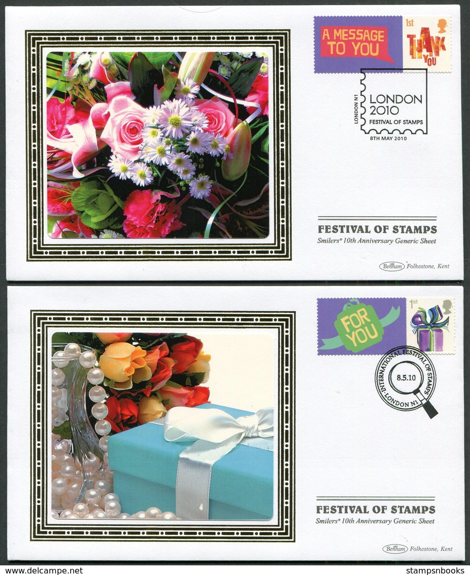 2010 GB Festival Of Stamps, Smilers Sheet, Set Of 10, Keep Smiling First Day Covers. - 2001-2010 Em. Décimales