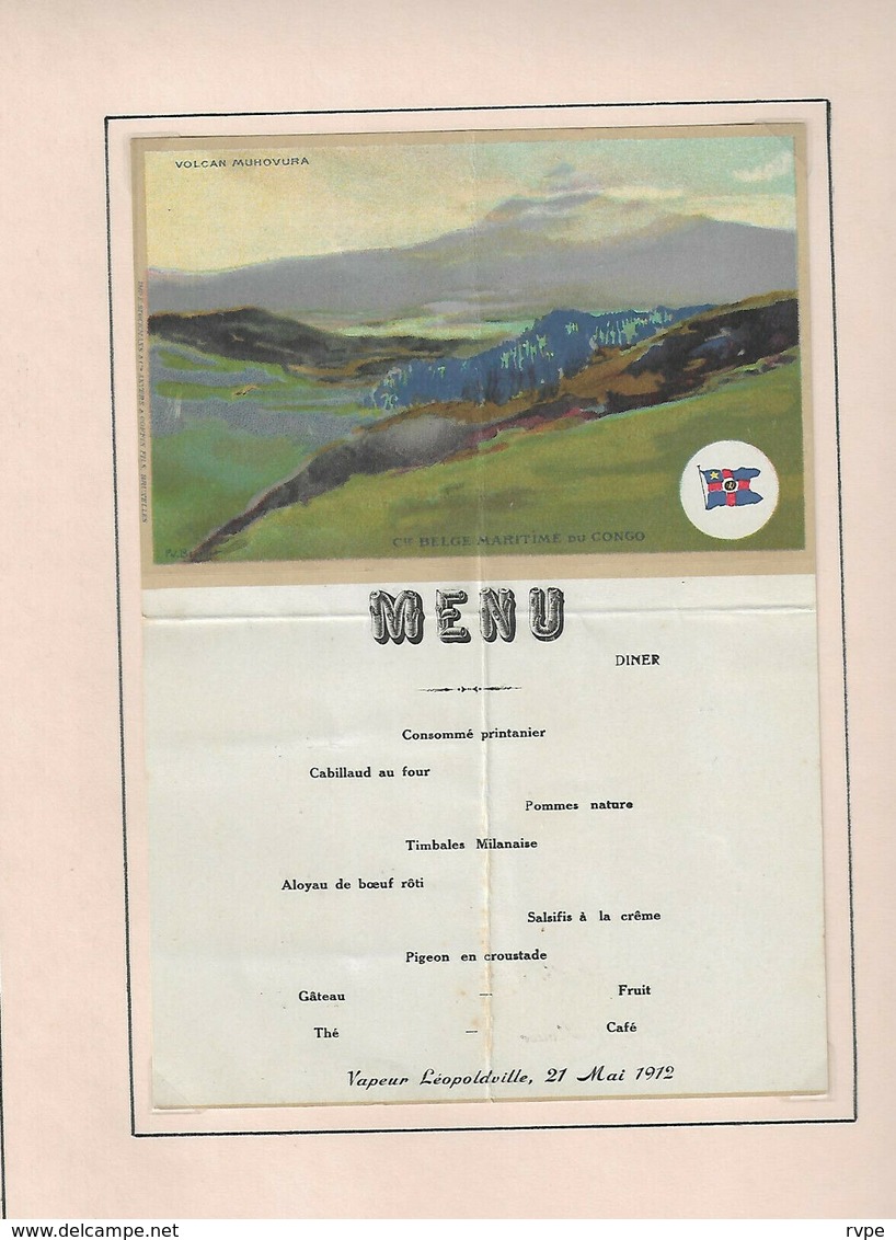 Ancien MENU Avec Programme Concert De 1912 Vapeur LEOPOLDVILLE - Menus