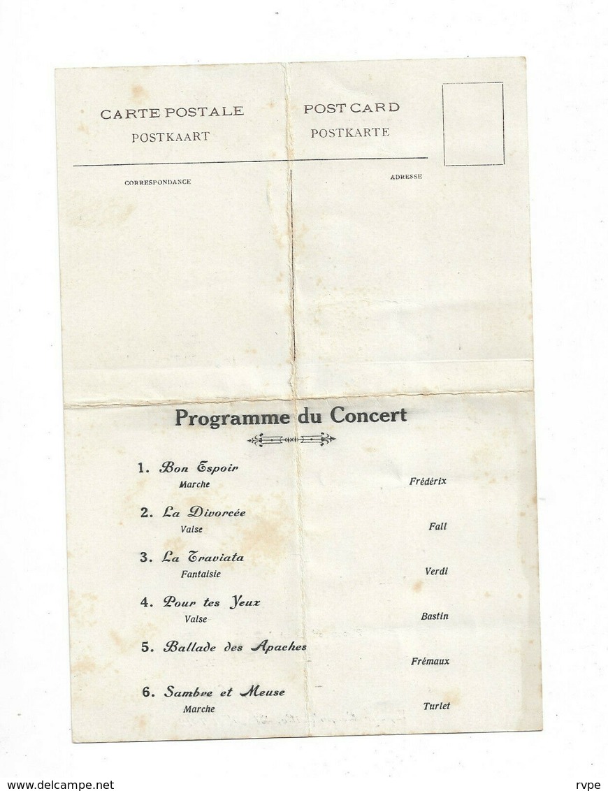 Ancien MENU Avec Programme Concert De 1912 Vapeur LEOPOLDVILLE - Menus