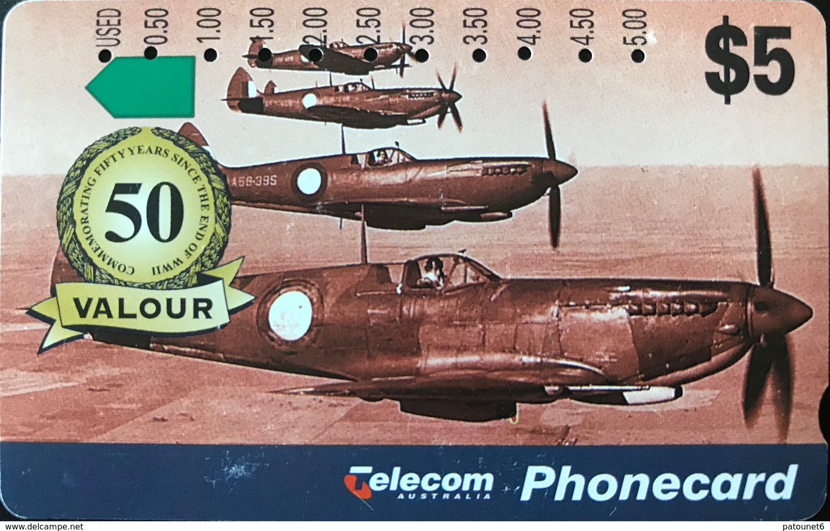 AUSTRALIE  -  Phonecard  -  50 Valour  -  $ 5 - Australia