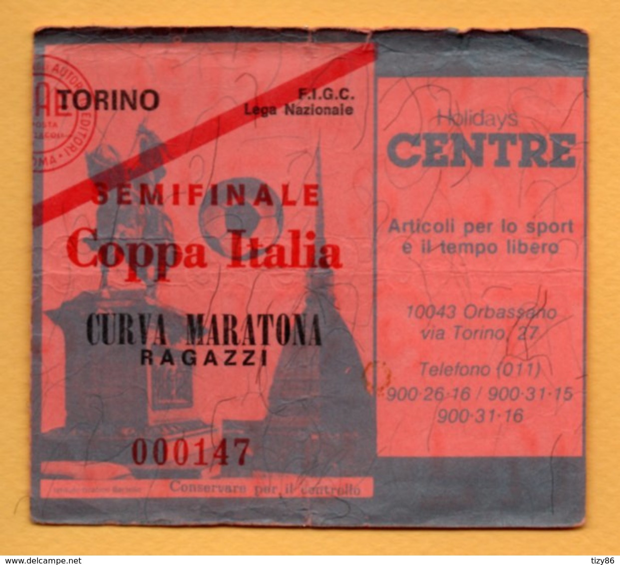 Biglietto Ingresso Stadio Semifinale  Coppa Italia - Tickets - Vouchers