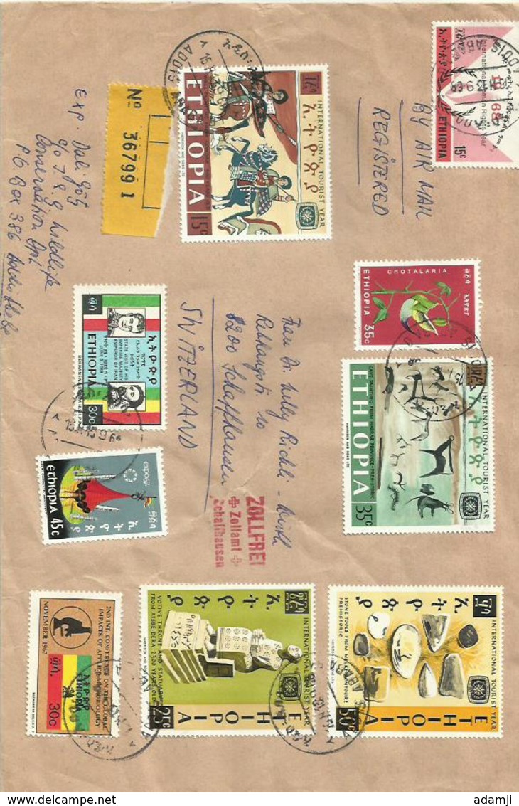 ETHIOPIA 1968 REGITERED COVER TO SWITZERLAND - Ethiopië