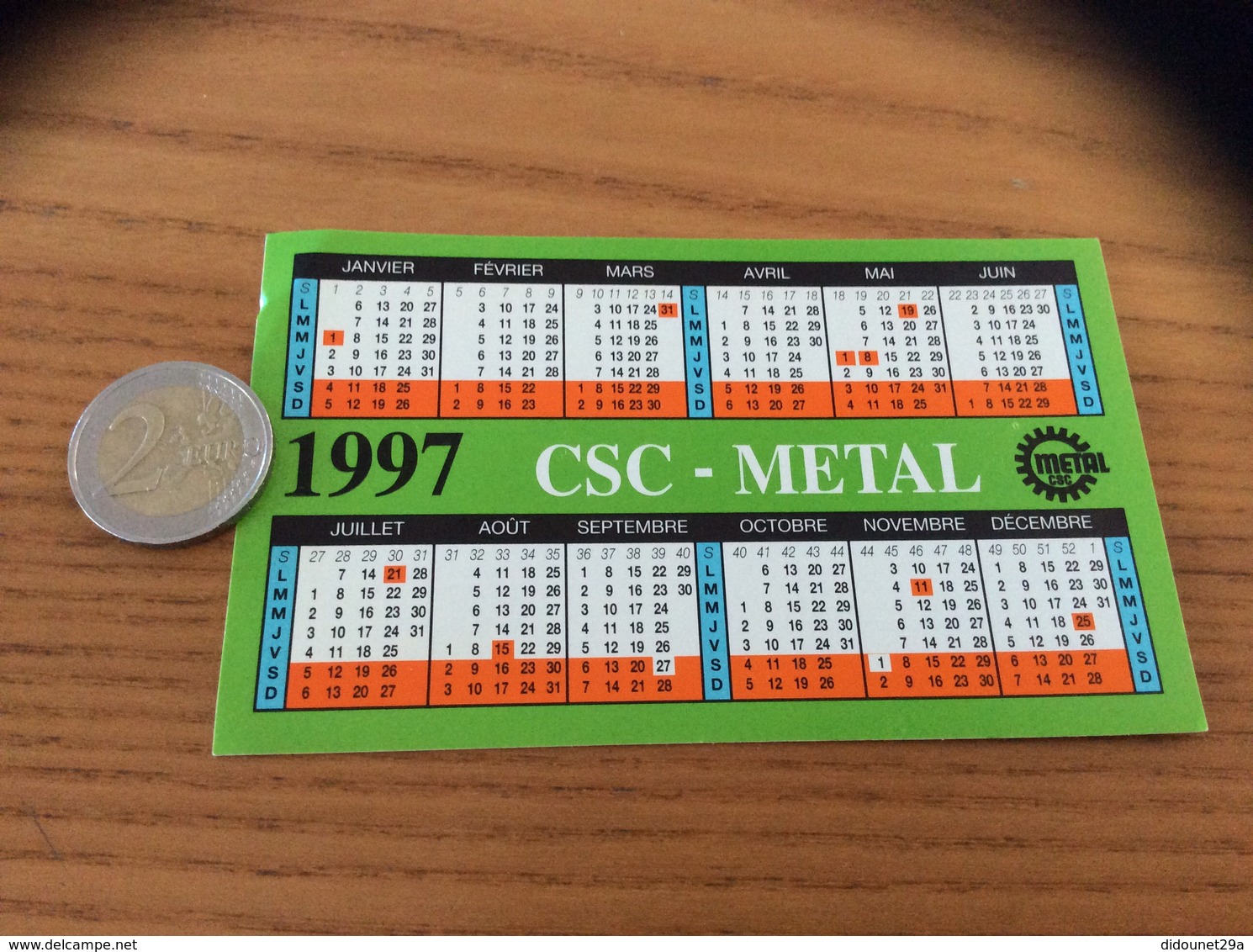 AUTOCOLLANT, Sticker, Calendrier 1997 «CSC METAL» - Pegatinas