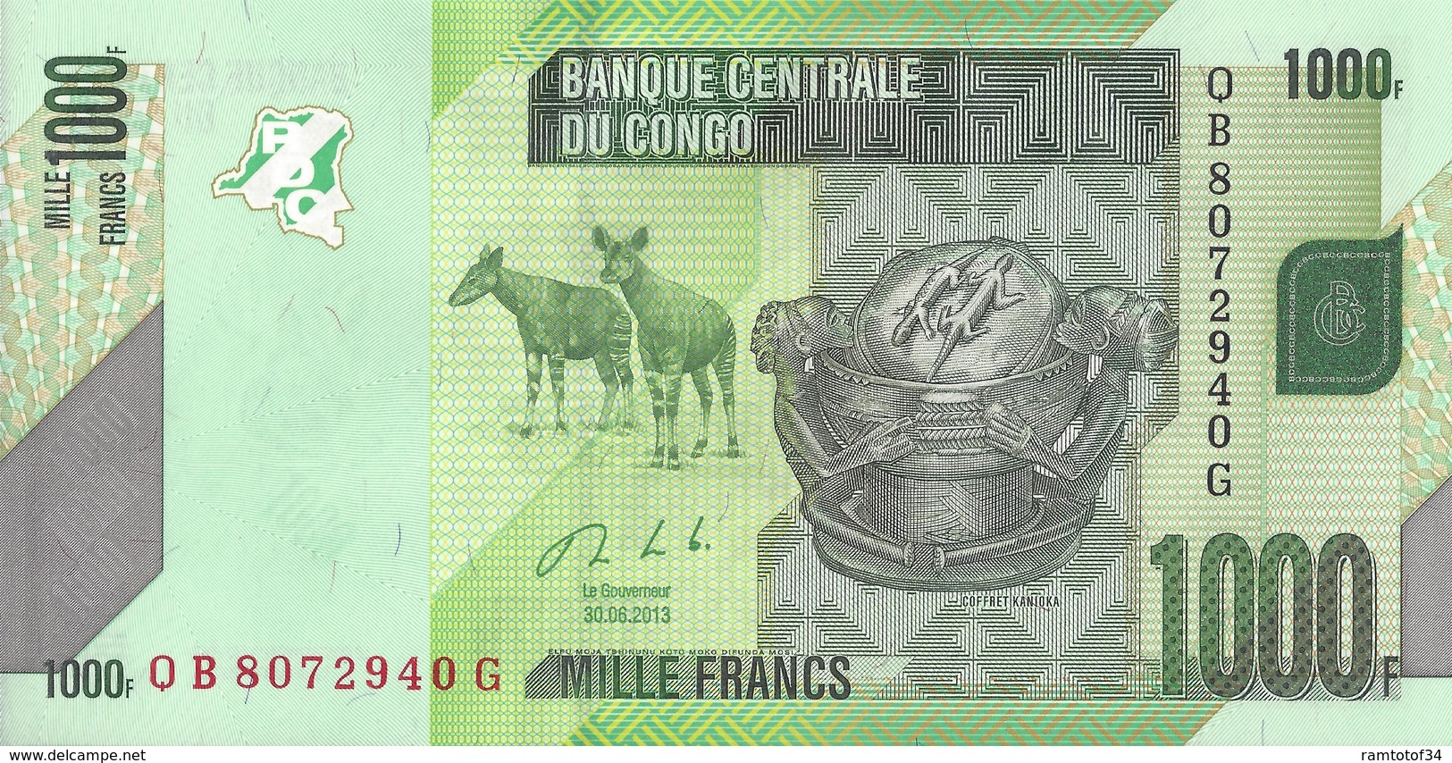 CONGO - 1000 Francs 2013 UNC - Demokratische Republik Kongo & Zaire