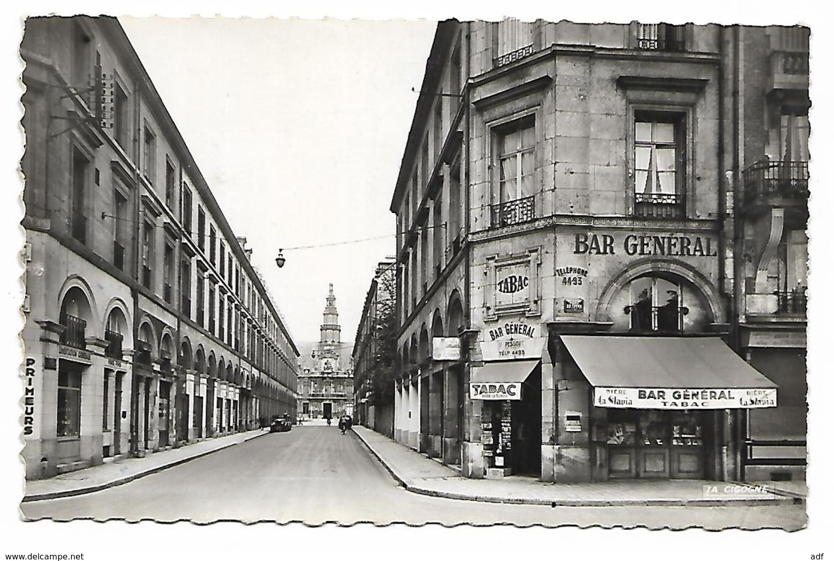 CPSM REIMS, TABAC BAR GENERAL, PUB " BIERE LA SLAVIA ", PRIMEURS, RUE COLBERT, Format 9 Cm Sur 14 Cm Environ, MARNE 51 - Reims