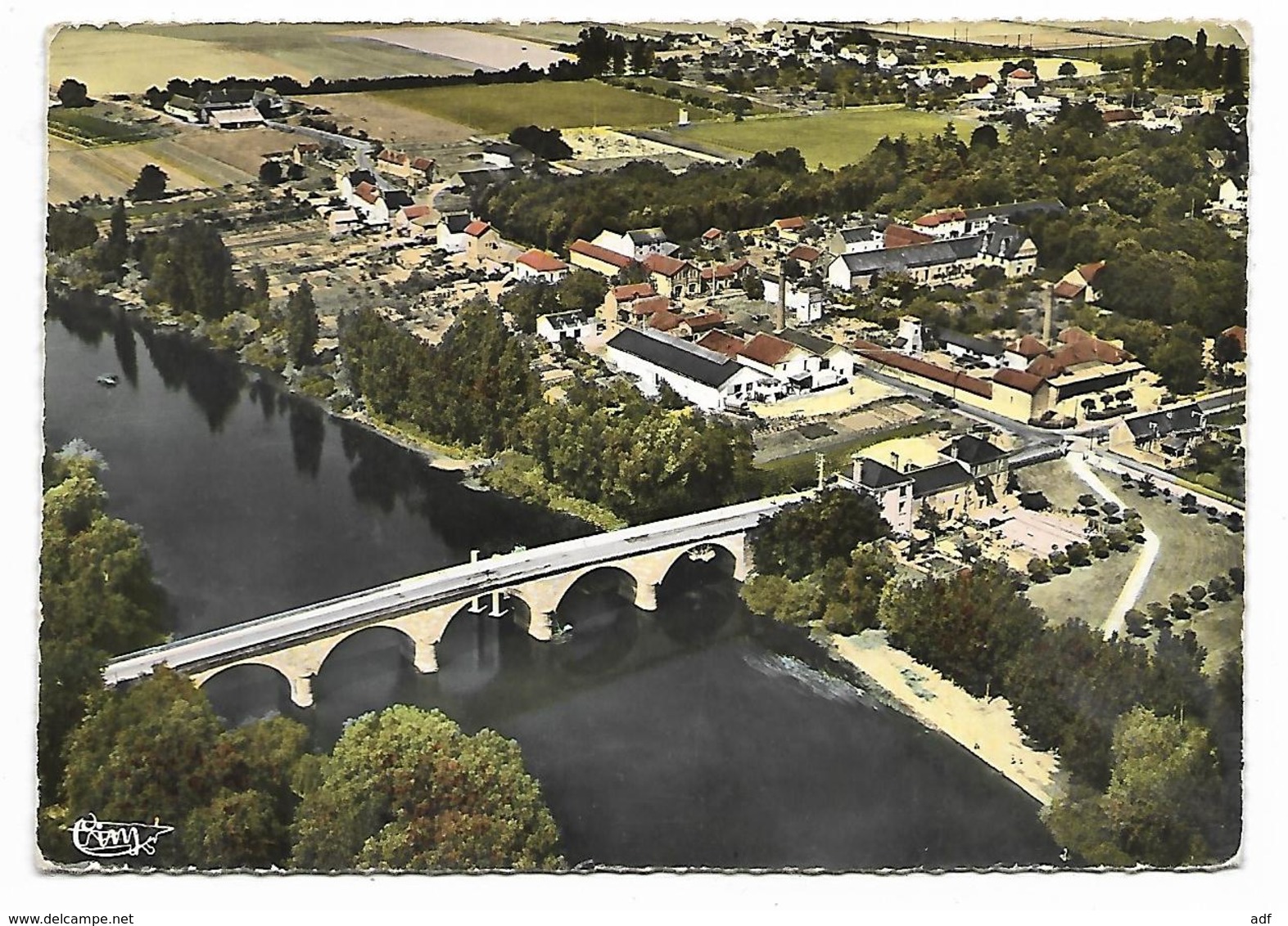 CPSM COLORISEE DANGE, VUE AERIENNE SUR LE NOUVEAU PONT SUR LA VIENNE, 86 - Dange Saint Romain