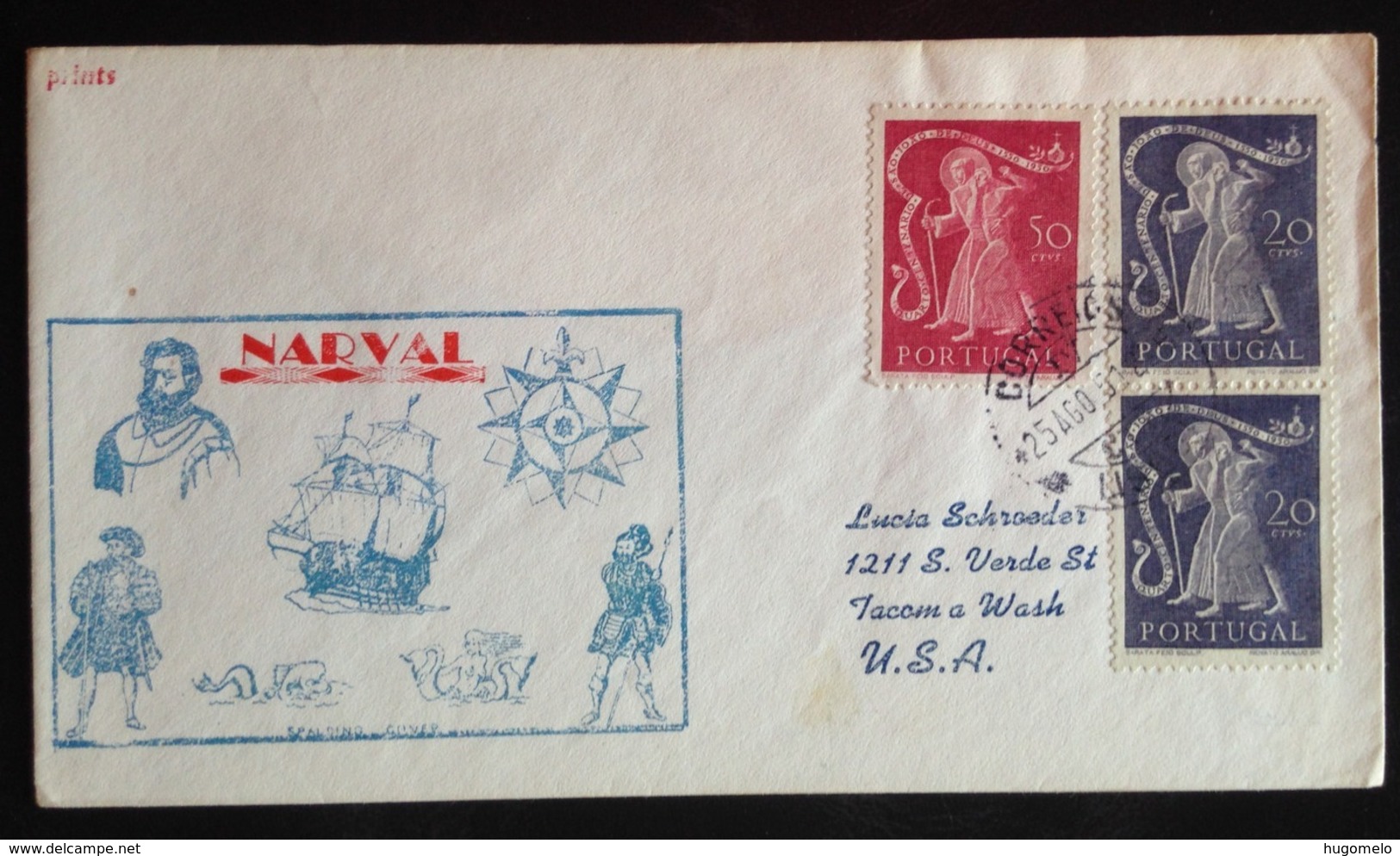 Portugal, Circulated Cover To U.S.A., « Centenário Da Morte De S. João De Deus », 1951 - FDC