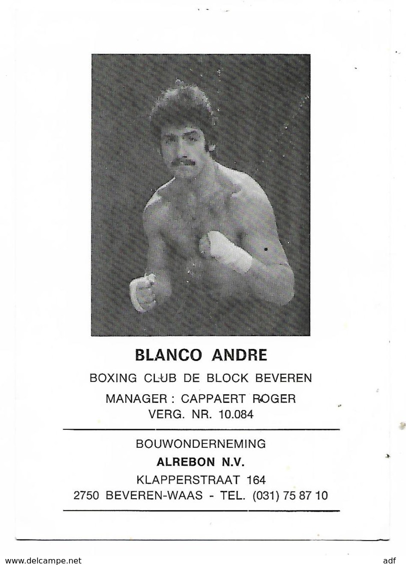 PORTRAIT DU BOXEUR ANDRE BLANCO, BOXING CLUB DE BLOCK BEVEREN, MANAGER : CAPPAERT ROGER - Other & Unclassified