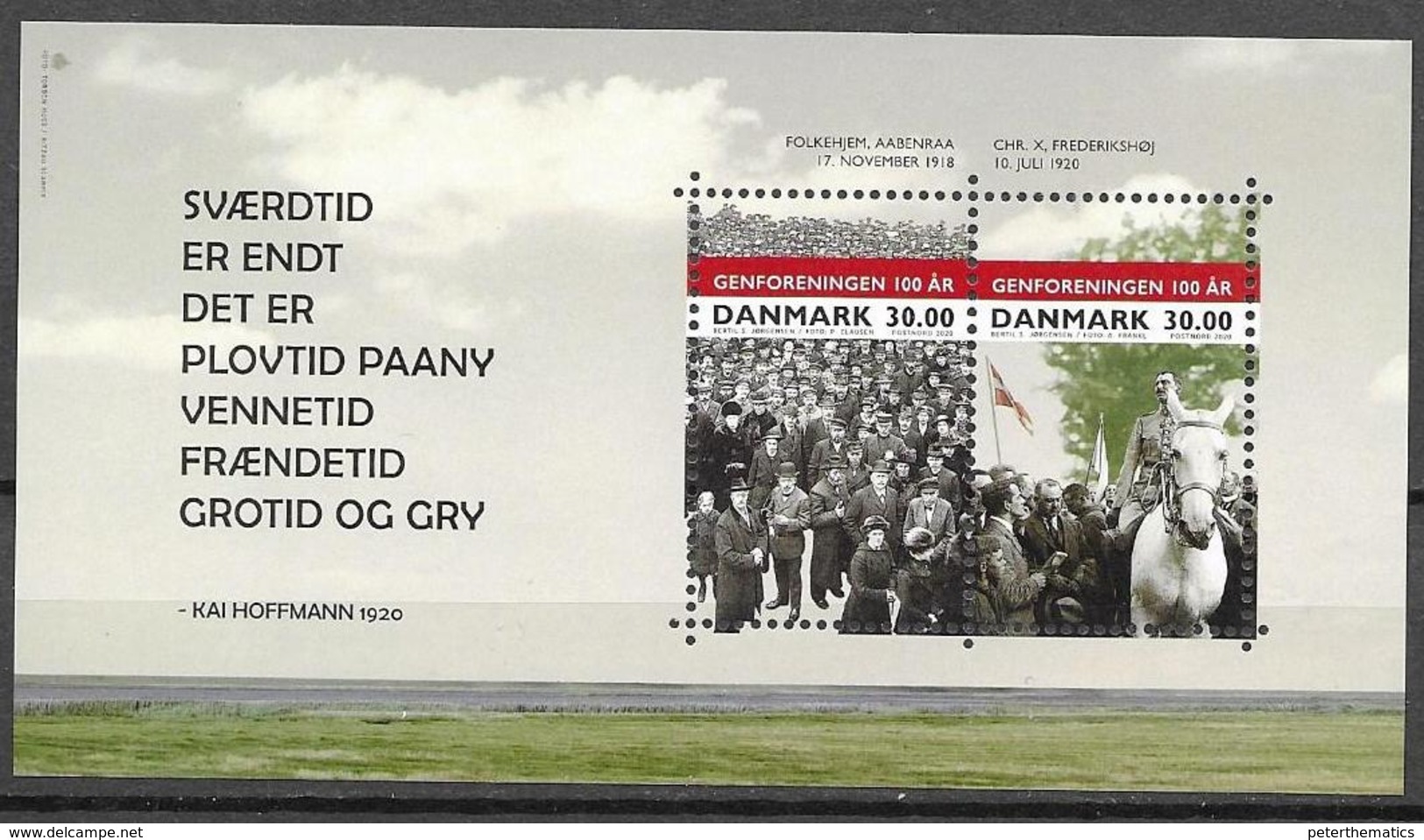 DENMARK, 2020, MNH,  100 YEARS OF REUNIFICATION, HORSES, SHEETLET - Andere & Zonder Classificatie